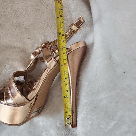 Gold Strappy Platform Stilettos, Women's 6 - Picture 6 of 8
